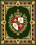 Regal Emerald Gold Crest Emblem Rug