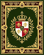 Regal Emerald Gold Crest Emblem Rug