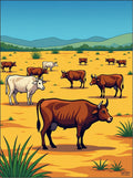 Herd of Cows Meadow Landscape Rug