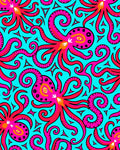 Vibrant Pink Octopus Swirls Aqua Rug