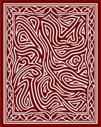 Crimson White Abstract Swirls Rug