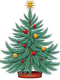 Festive Green Fir Tree Red Gold Ornaments Rug