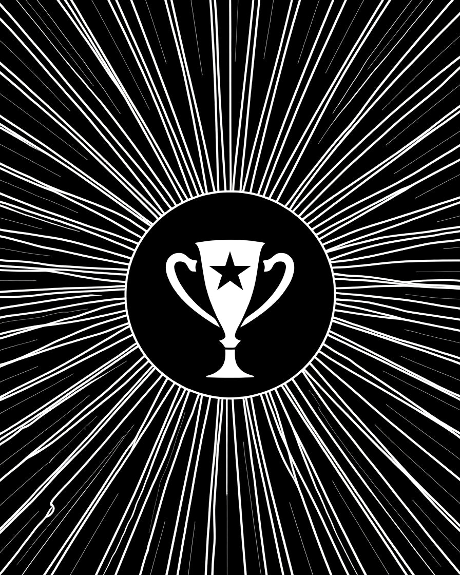 Trophy Starburst Black White Graphic Rug