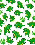 Playful Green Dinosaur Jungle Scene Rug