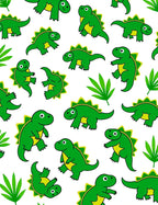 Playful Green Dinosaur Jungle Scene Rug