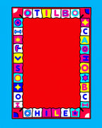 Colorful Alphabet And Shapes Border Rug