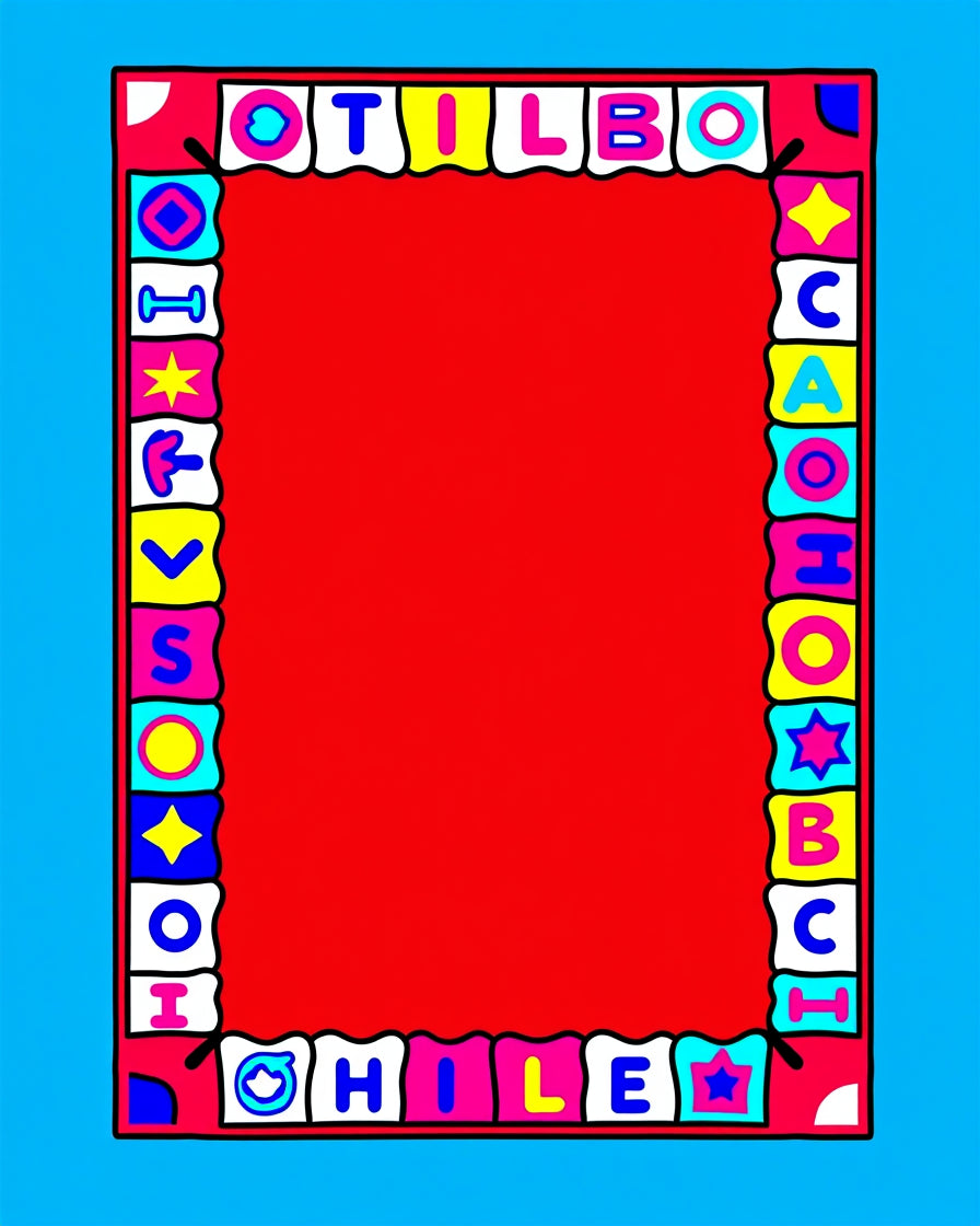Colorful Alphabet And Shapes Border Rug