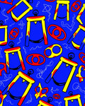 Primary Blue Yellow Red Abstract Shapes Rug