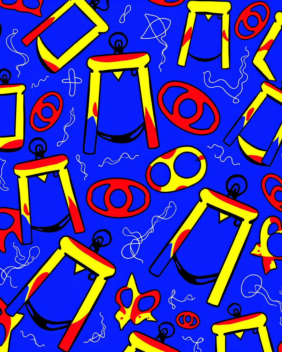 Primary Blue Yellow Red Abstract Shapes Rug
