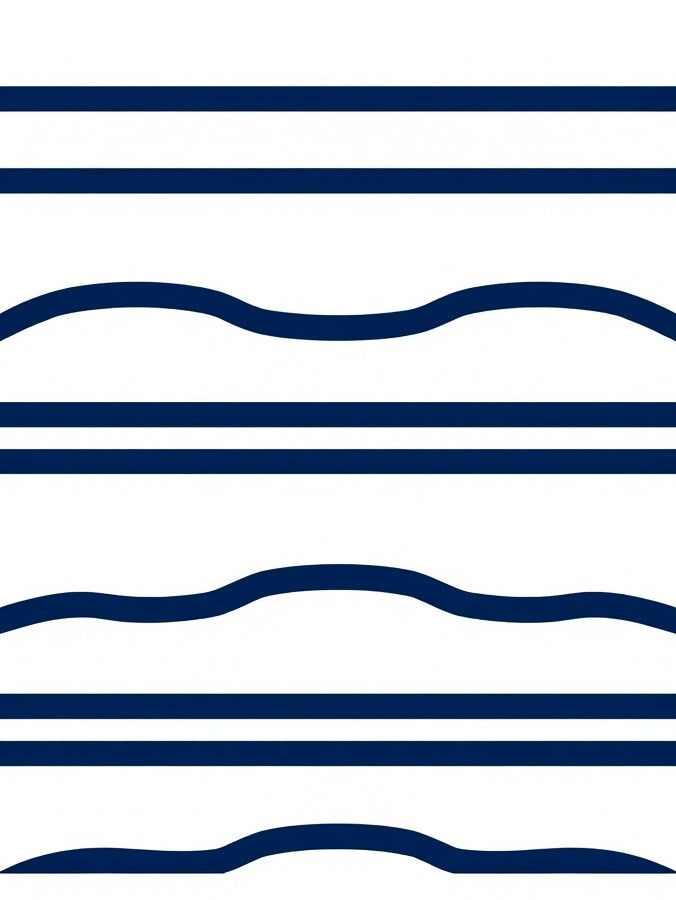 Navy Blue Horizontal Stripe Wave Rug