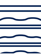 Navy Blue Horizontal Stripe Wave Rug