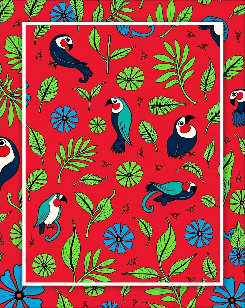 Bright Red Tropical Parrot Garden Rug