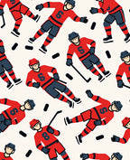 Red Blue Hockey Player Action Rug