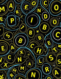 Black Yellow Blue Alphabet Whirl Rug