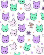 Kawaii Purple Mint Pink Bunny Flowers Rug