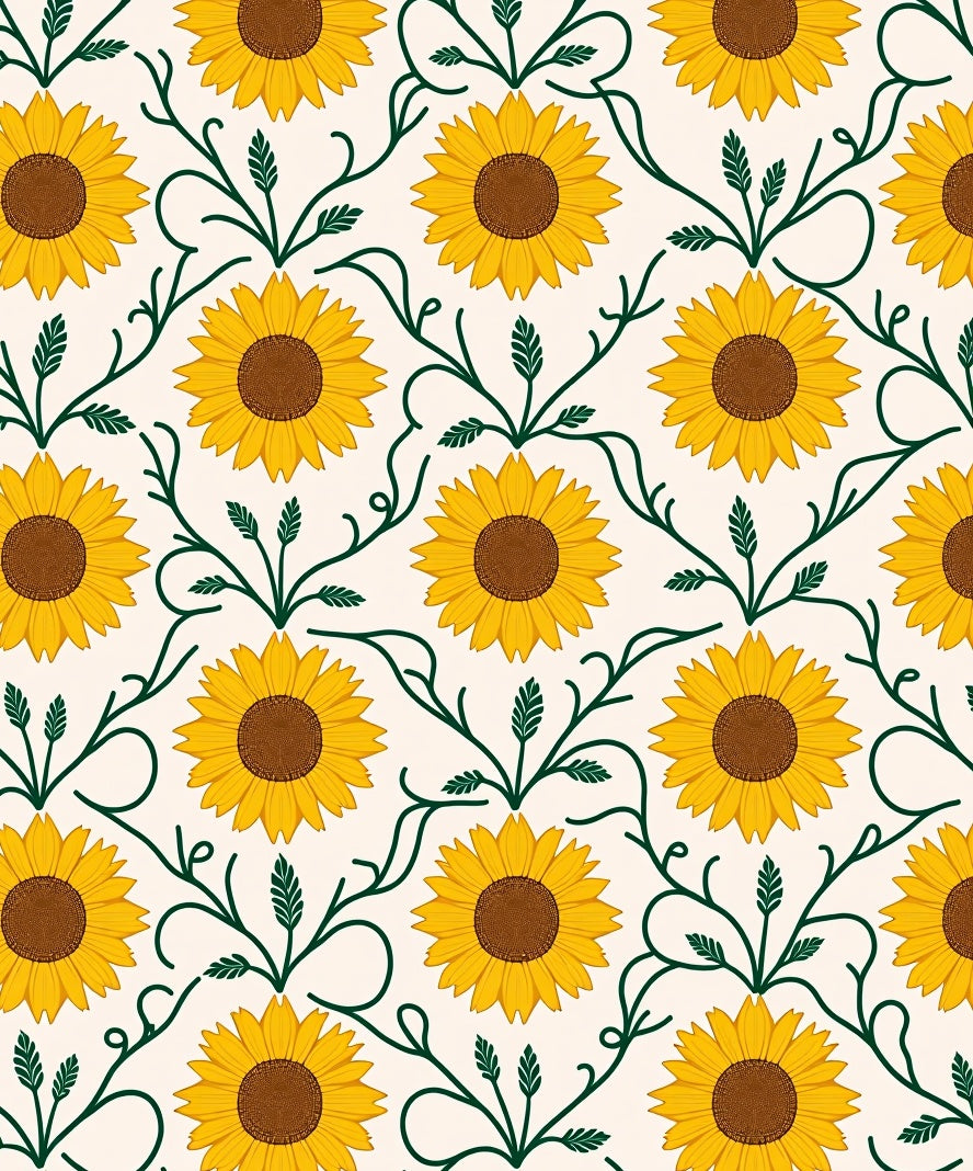 Golden Yellow Sunflower Vine Garden Rug