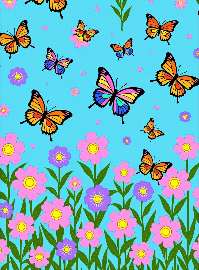 Vibrant Butterfly Garden Meadow Rug