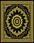 Black Gold Mandala Ornamental Rug