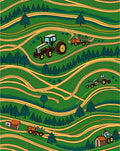 Green Rolling Hills Tractor Collage Rug