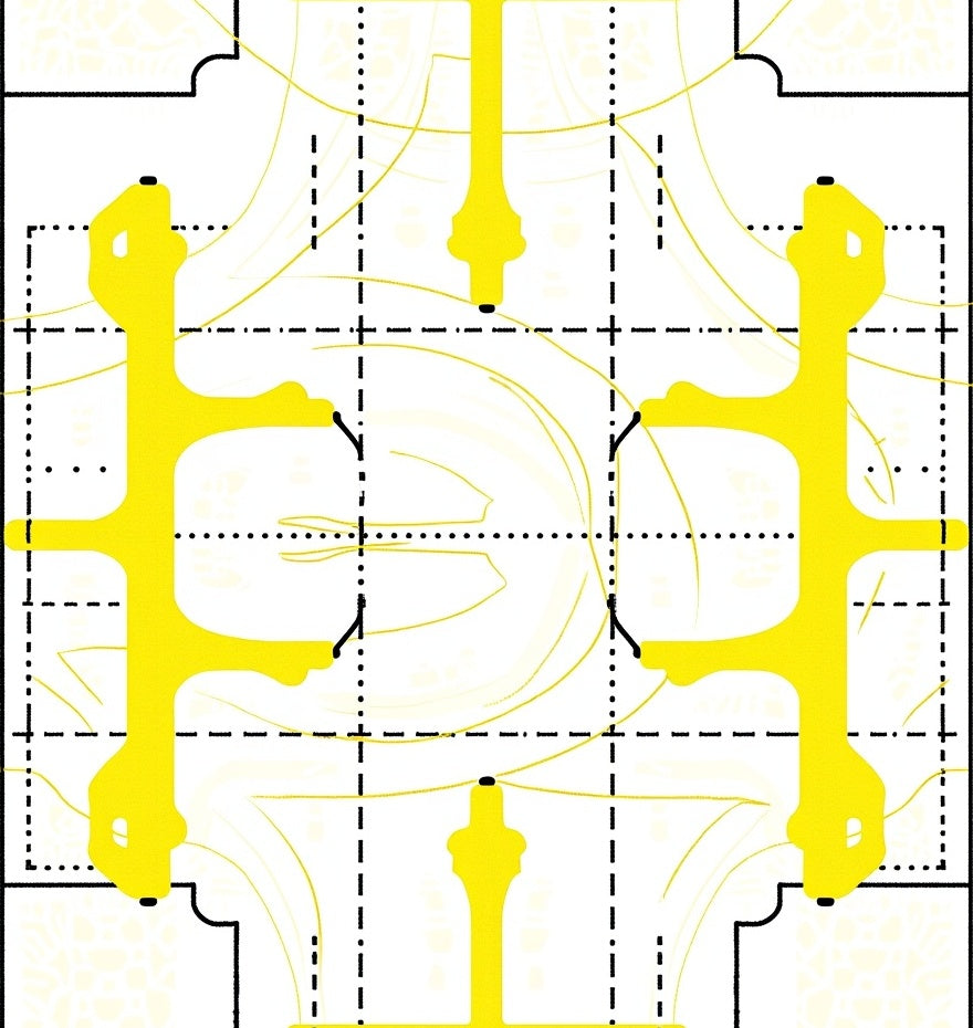 Bright Yellow Modern Abstract Symmetry Rug