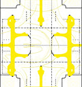 Bright Yellow Modern Abstract Symmetry Rug