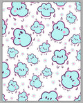 Cute Blue Cloud Raindrop Sprinkle Rug