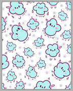 Cute Blue Cloud Raindrop Sprinkle Rug