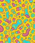 Playful Yellow Alphabet Candy Stripes Rug