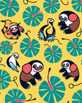 Whimsical Yellow Tropical Sloth Birds Rug