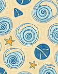 Coastal Blue Swirls Starfish Motif Rug
