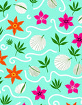 Aqua Orange Pink Floral Wave Rug