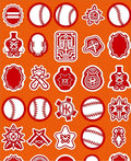 Red White Baseball Emblem Collage Rug