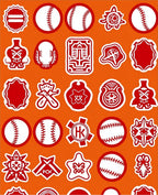 Red White Baseball Emblem Collage Rug