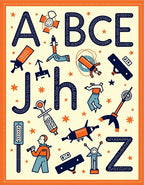 Cosmic Alphabet Orange Blue Rocket Rug