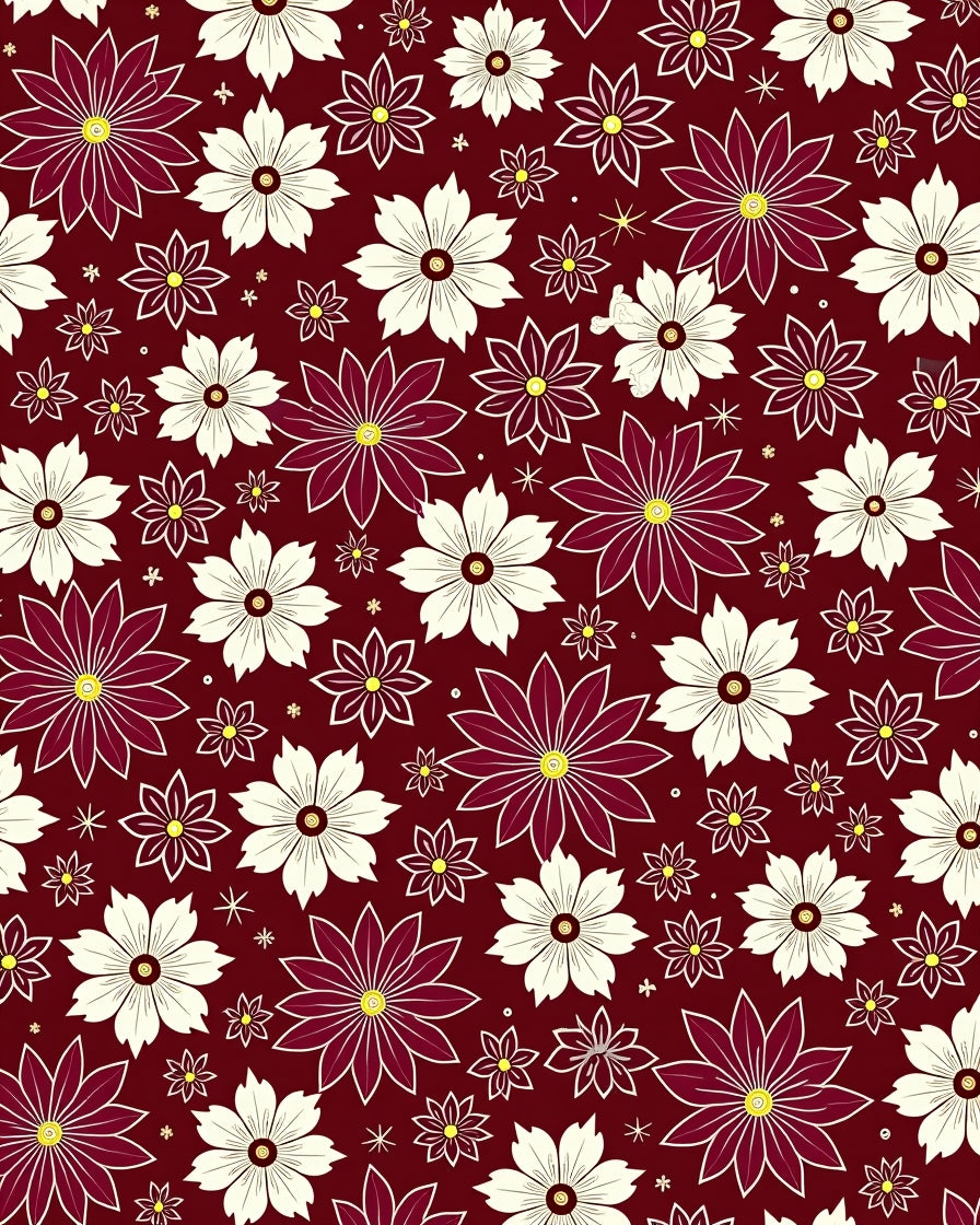 Crimson Cream Daisy Garden Rug
