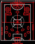 Red Geometric Court Graphic Rug