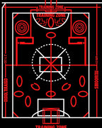 Red Geometric Court Graphic Rug