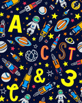Space Alphabet Rockets Stars Rug