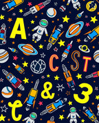 Space Alphabet Rockets Stars Rug
