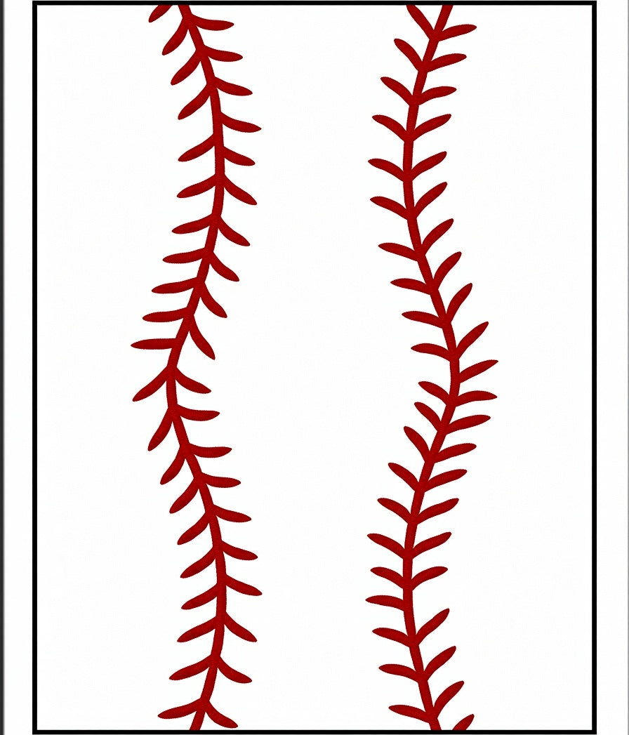 Red Stitch Baseball Vertical Lines Rug
