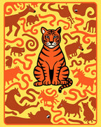 Orange Tiger Amidst Brown Creatures Rug