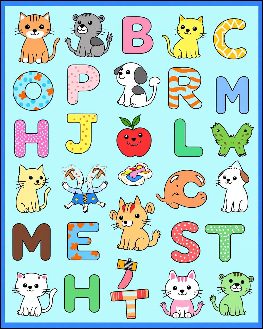 Playful Alphabet Animals and Objects Rug