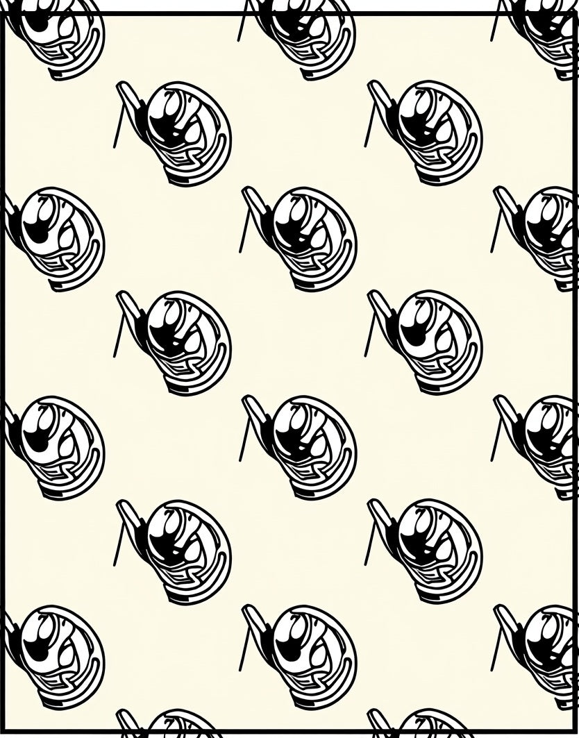 Cream Black Retro Abstract Machine Rug