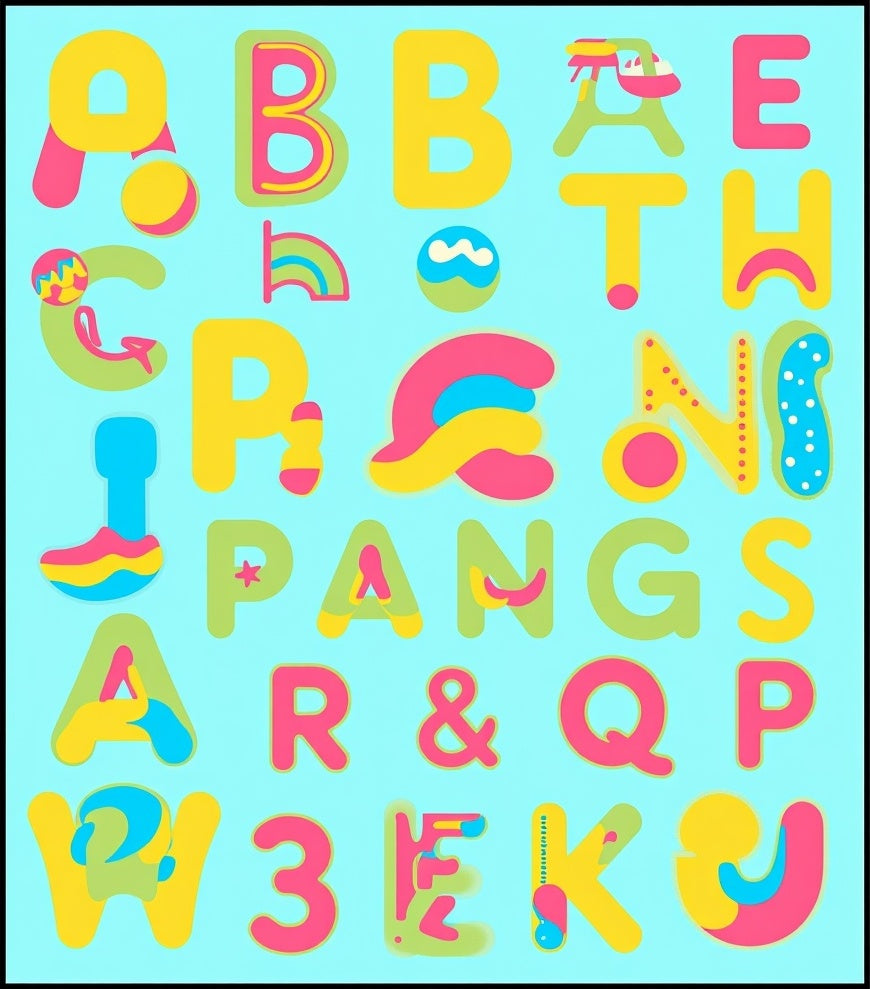 Playful Alphabet Splash Graphic Rug