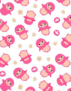 Pink Ghost Character Repeating Pattern Rug