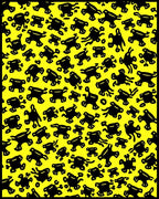 Bright Yellow Black Blob Collage Rug