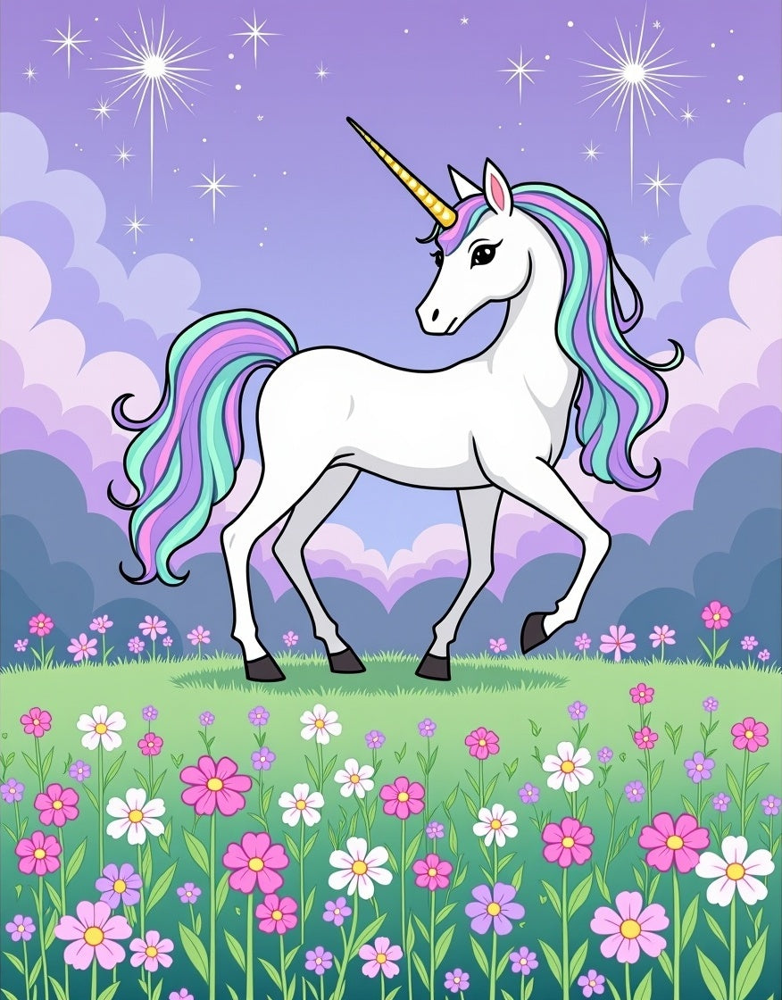 Magical Unicorn Field Pastel Dream Rug