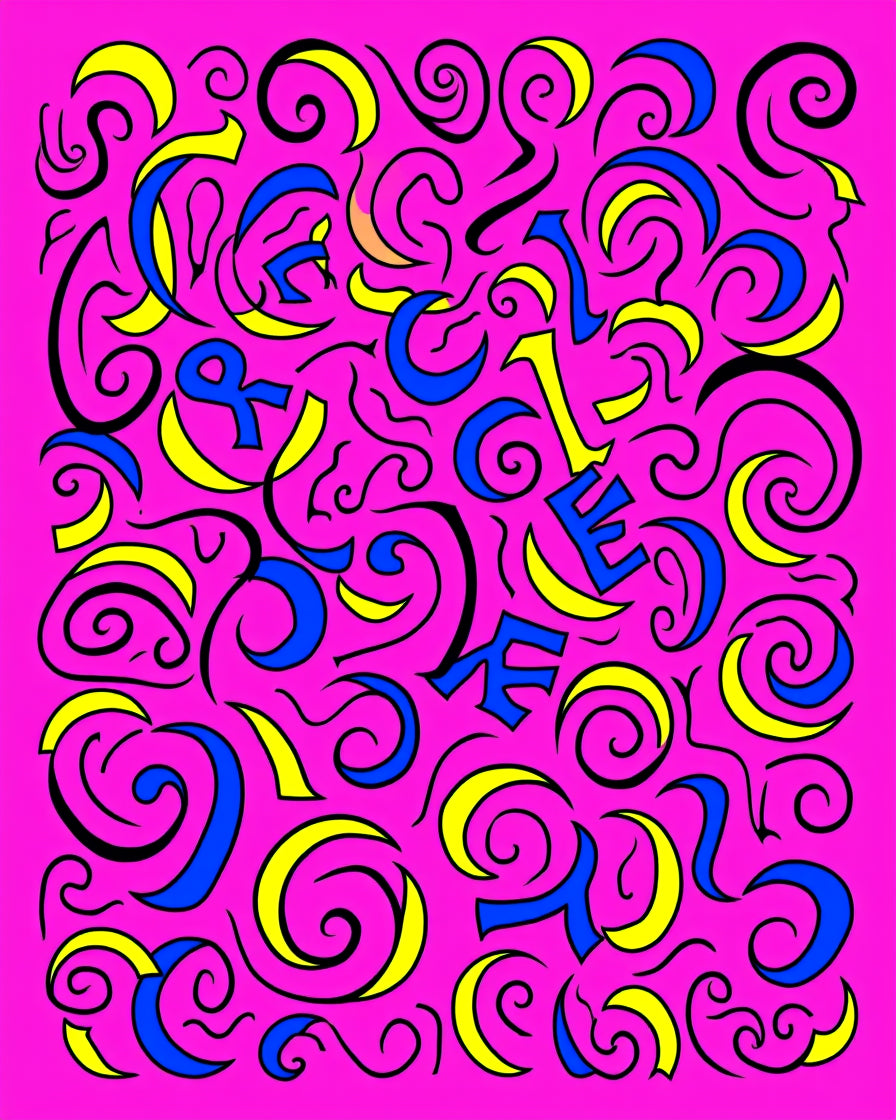 Vibrant Pink Swirls And Lines Rug