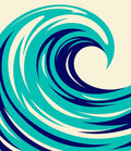 Dynamic Teal And Navy Swirl Wave Rug