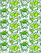 Funky Green Cartoon Playful Characters Rug